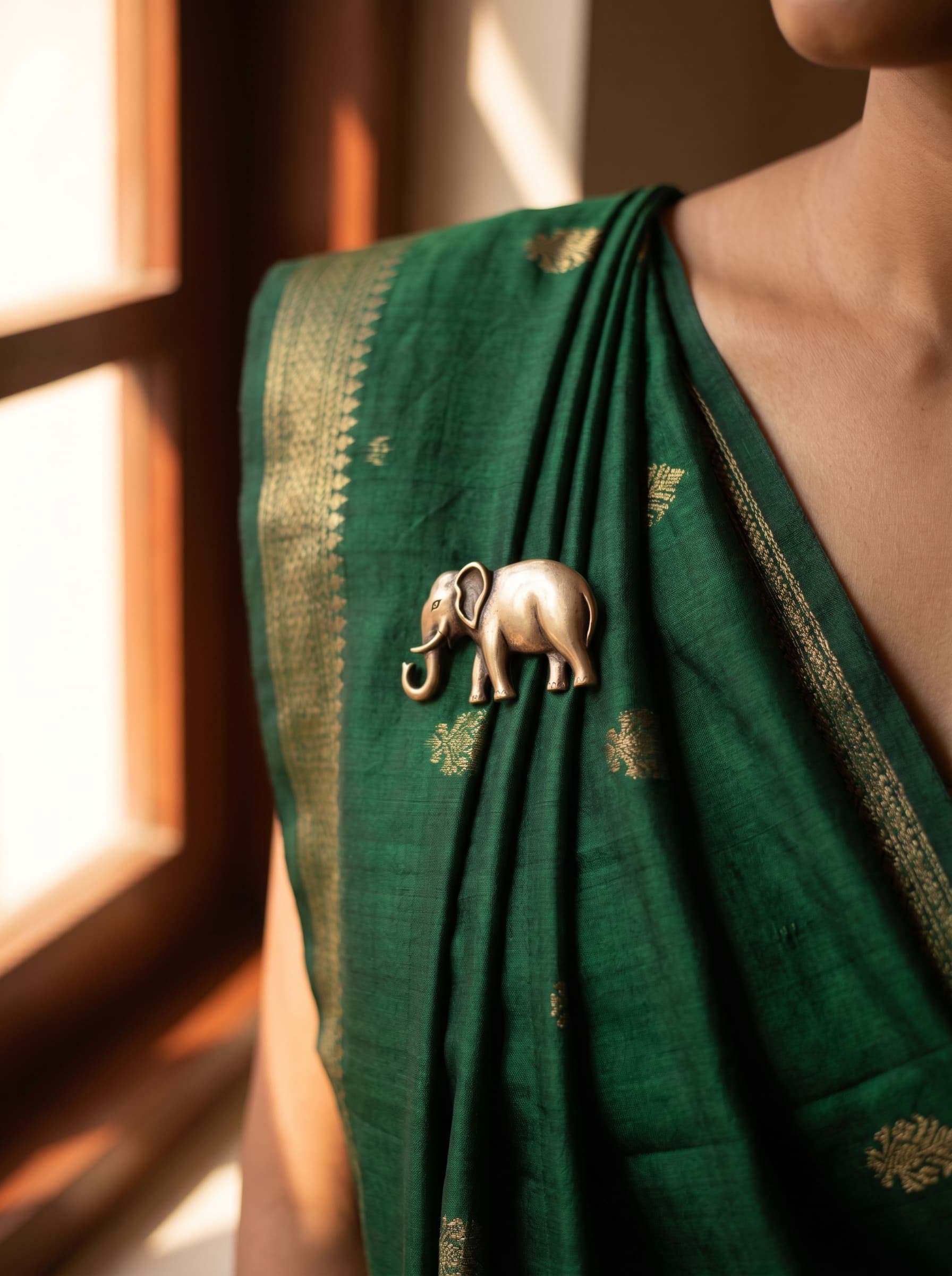 Brooch worn on Sari pleat