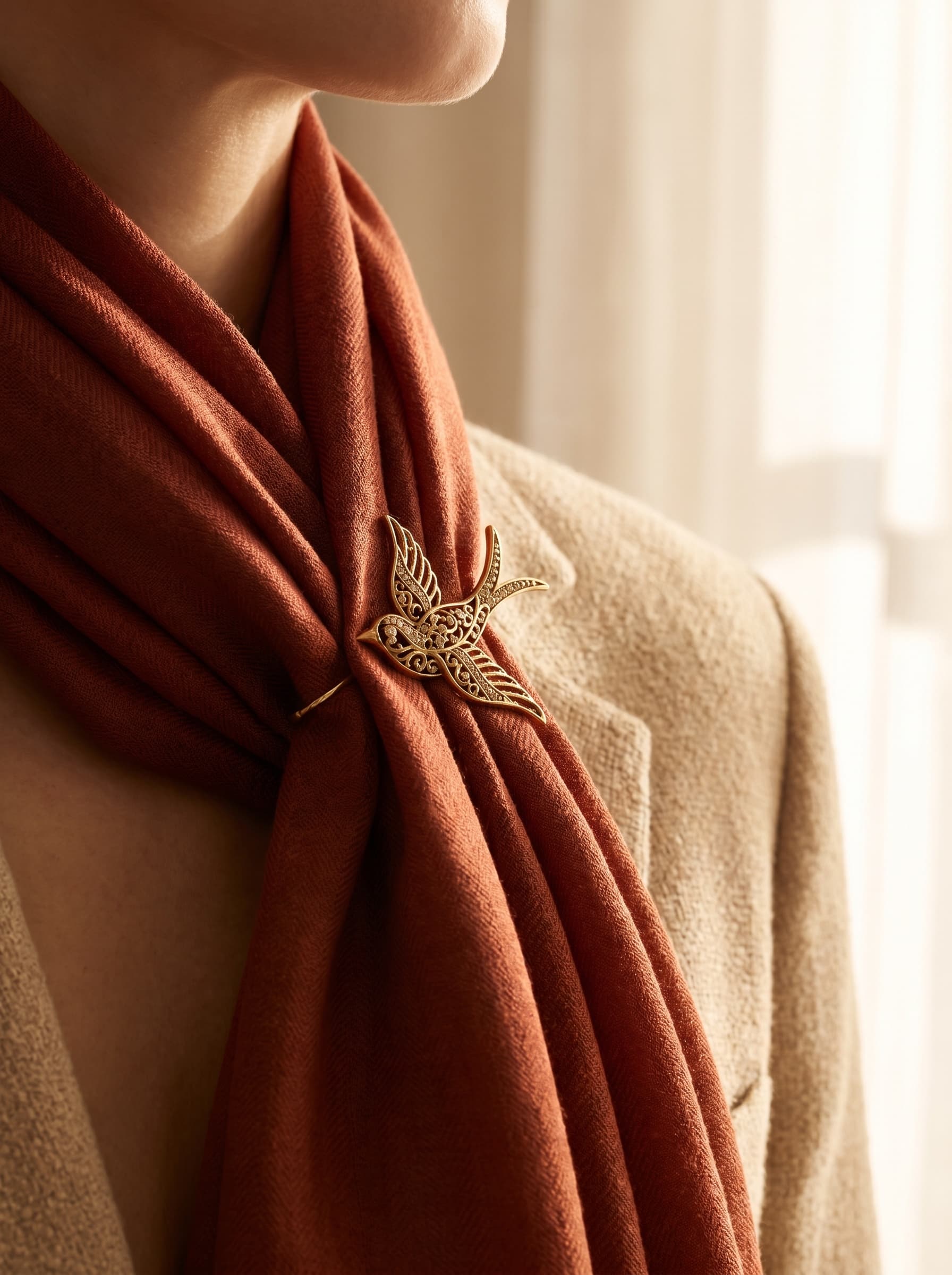 Brooch worn on Scarf